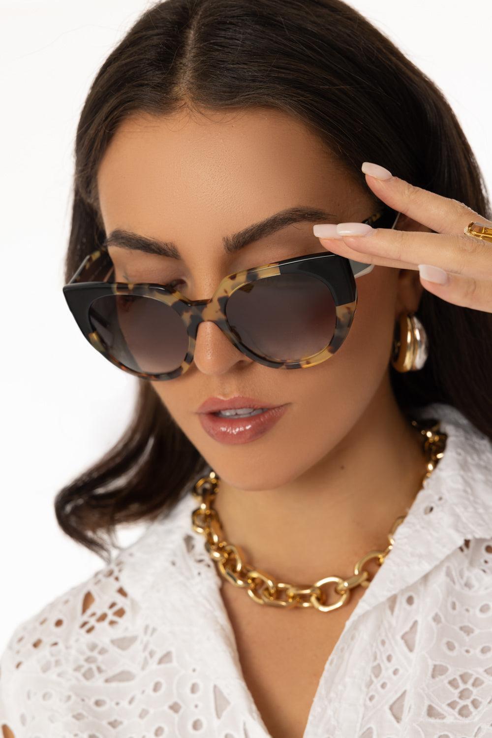 Geometric Cat Eye Sunglasses-MTORTBLK-ACCESSORIESUNGLASSES-PRADA