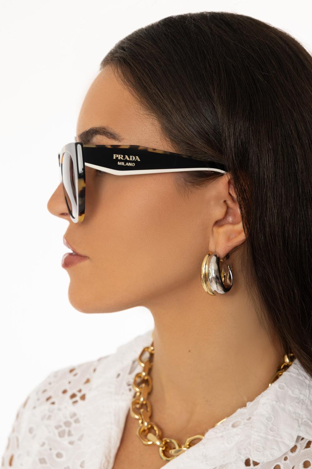 Geometric Cat Eye Sunglasses-MTORTBLK-ACCESSORIESUNGLASSES-PRADA