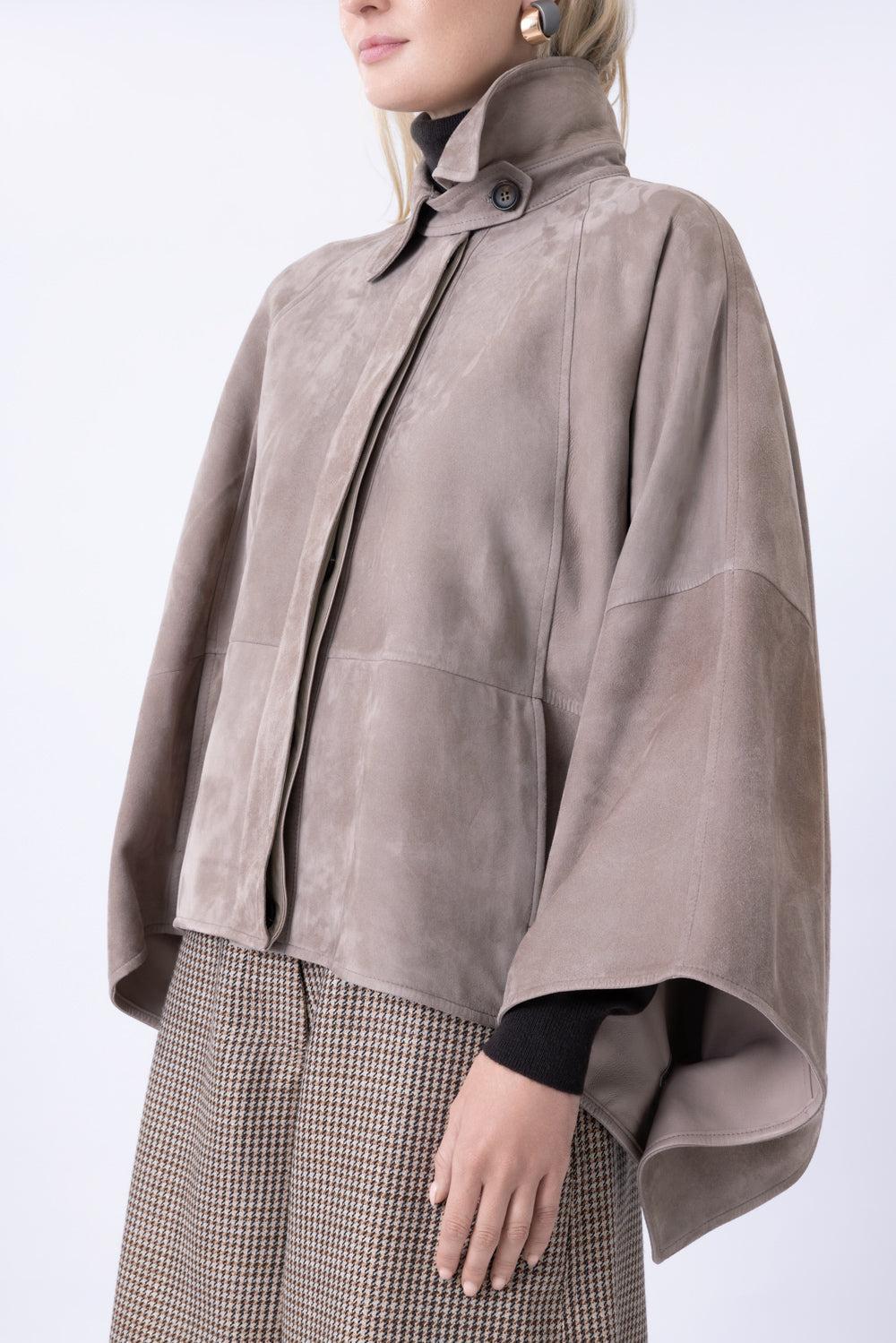 Button Front Couture Poncho-BROWN-42-CLOTHINGTOPPONCHO-BRUNELLO CUCINELLI