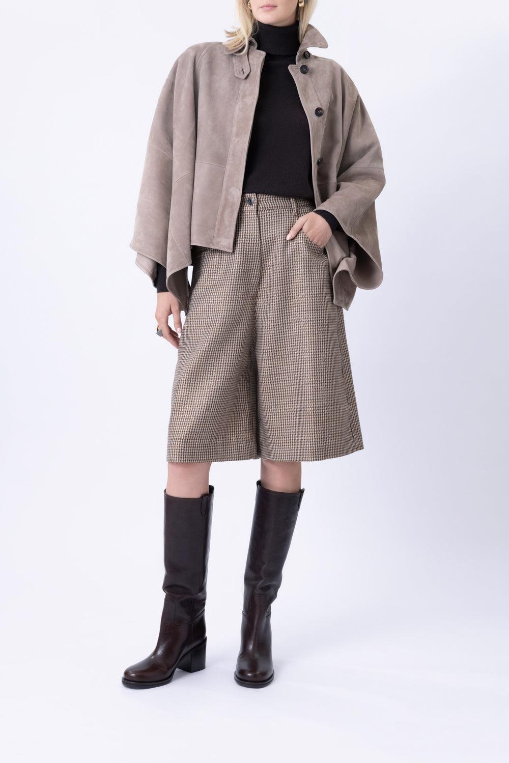 Button Front Couture Poncho-BROWN-42-CLOTHINGTOPPONCHO-BRUNELLO CUCINELLI
