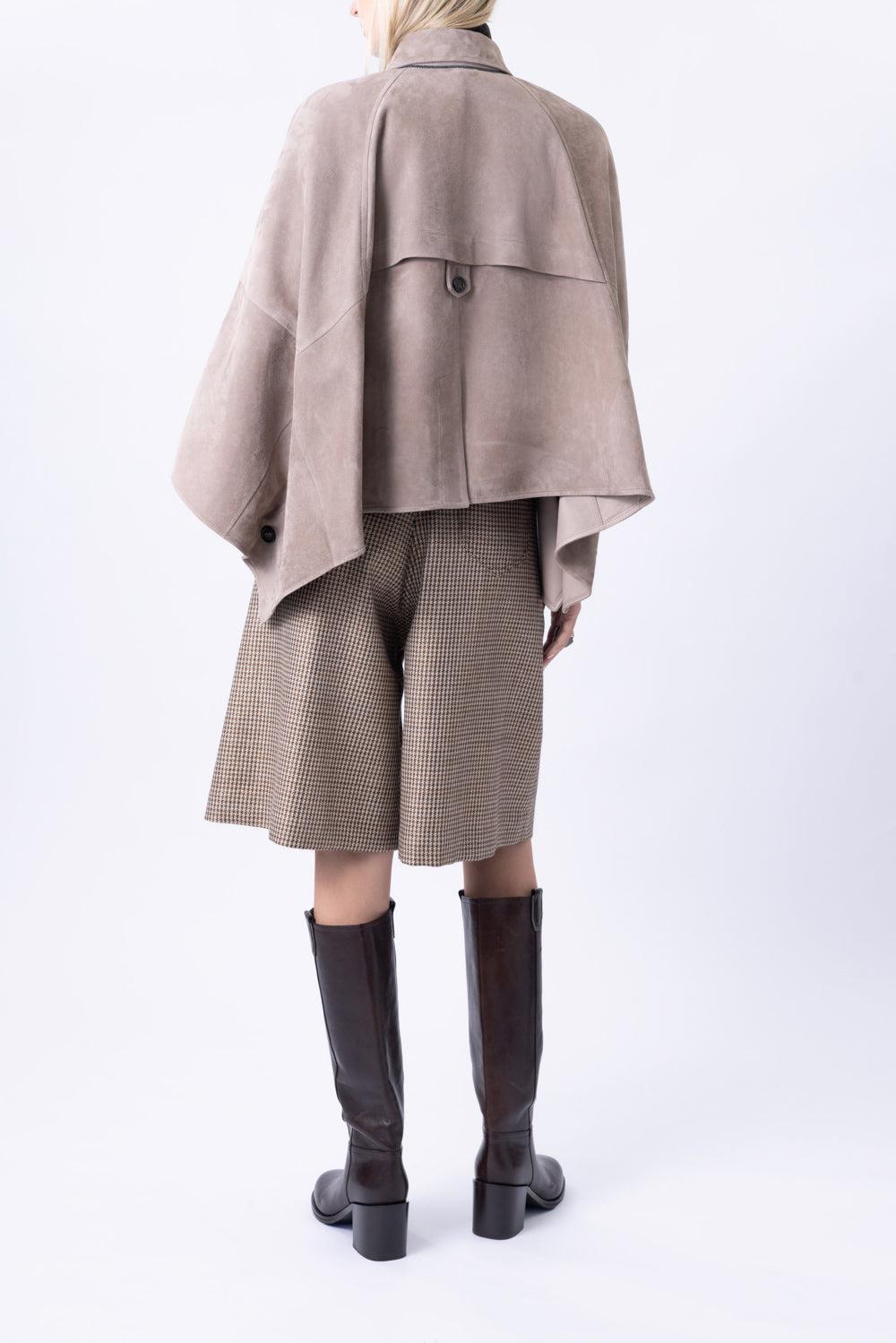 Button Front Couture Poncho-BROWN-42-CLOTHINGTOPPONCHO-BRUNELLO CUCINELLI