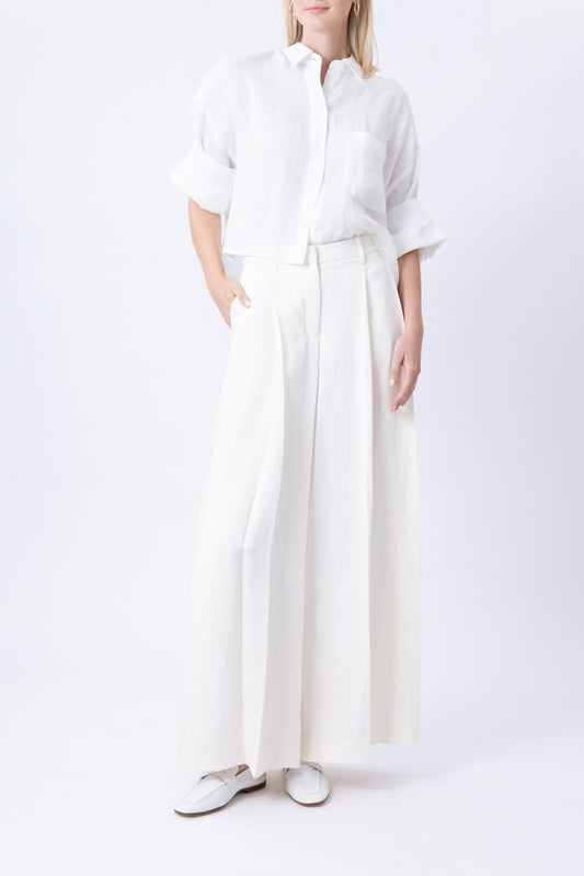 Next Ex Buttoned Linen Shirt - White