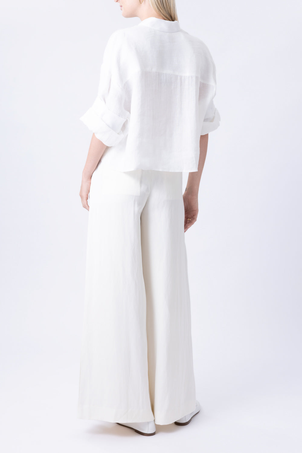 Next Ex Buttoned Linen Shirt - White