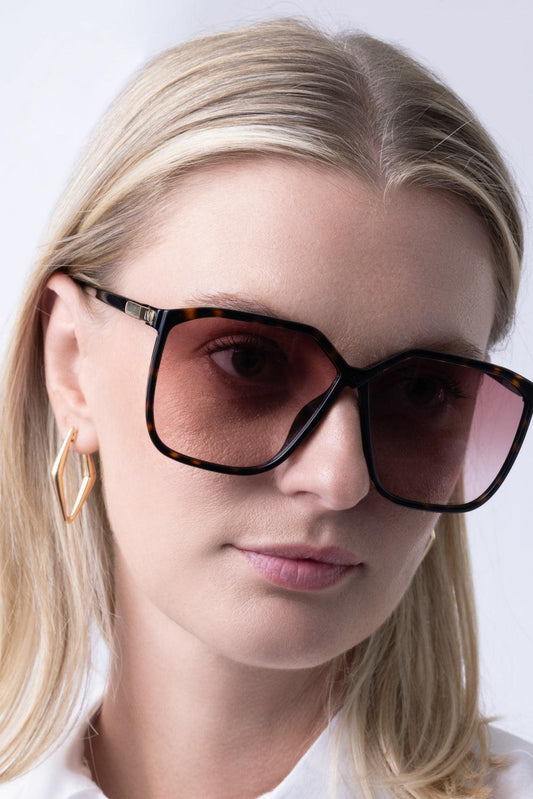 Vilouette Geometric Sunglasses-BROWN-ACCESSORIESUNGLASSES-VALENTINO ACCESSORIES