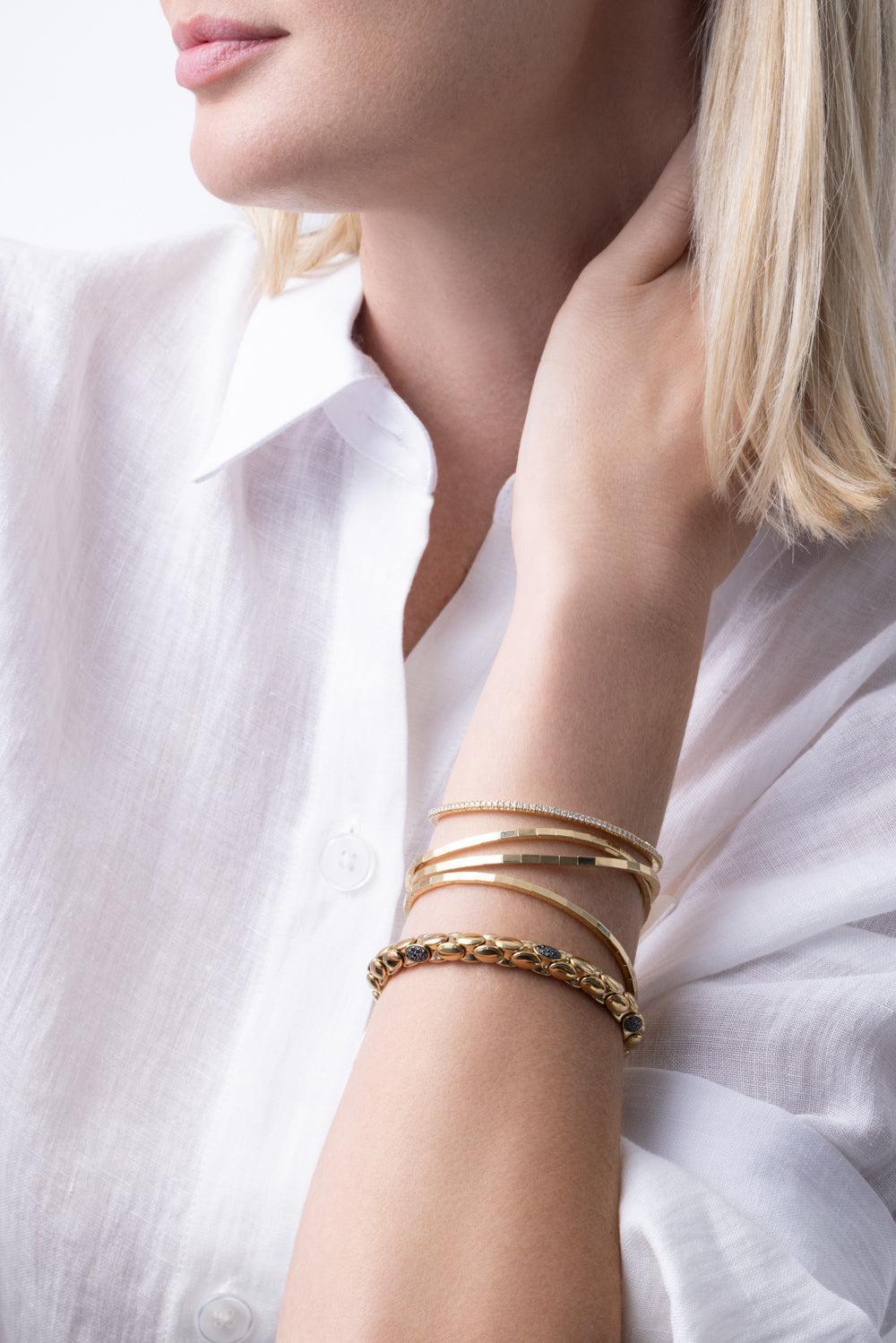 Diamond Extensible Stretch Bracelet-YELLOW GOLD-6-JEWELRYFINE JEWELBRACELET O-ROBERTO DEMEGLIO