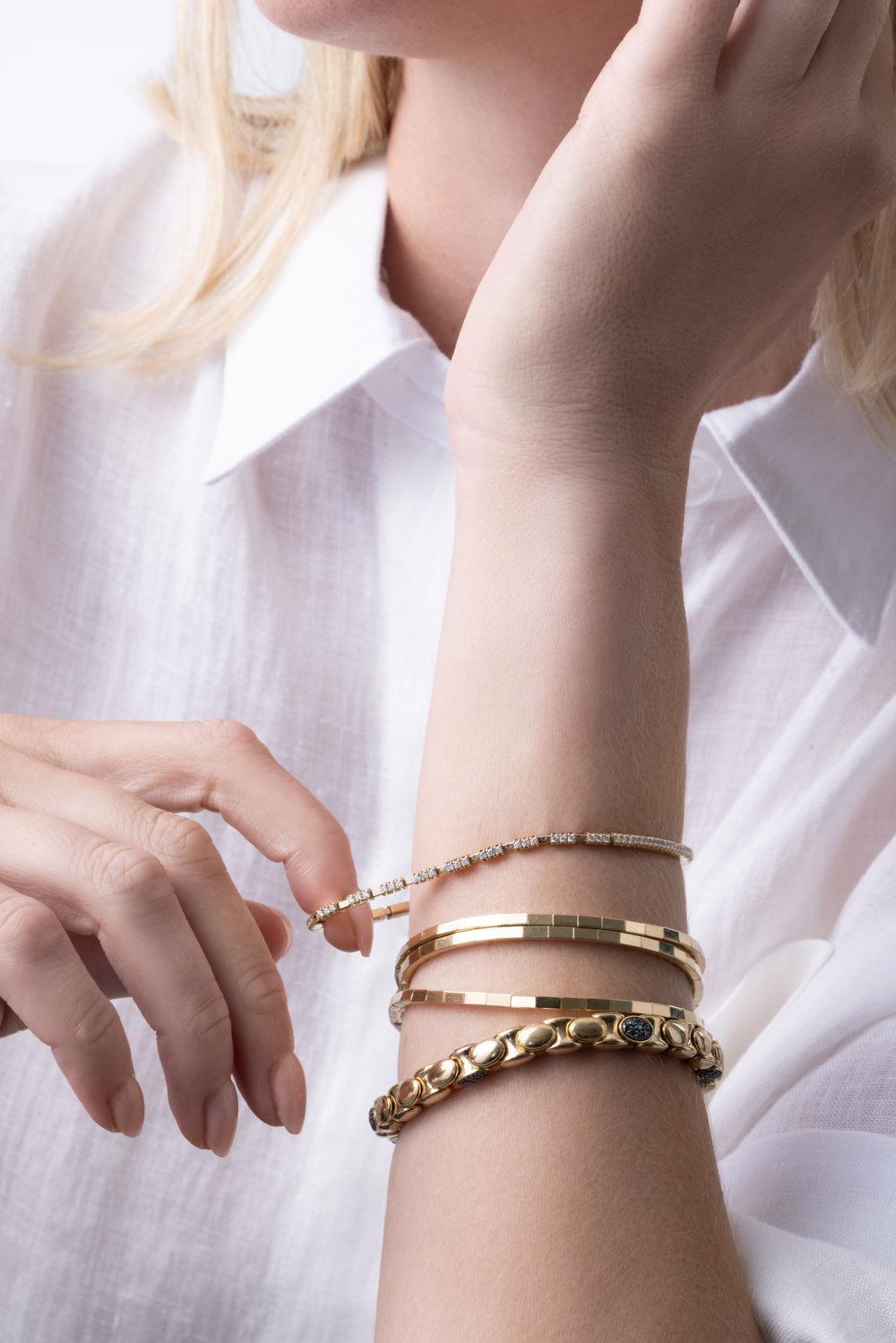 Diamond Extensible Stretch Bracelet-YELLOW GOLD-6-JEWELRYFINE JEWELBRACELET O-ROBERTO DEMEGLIO
