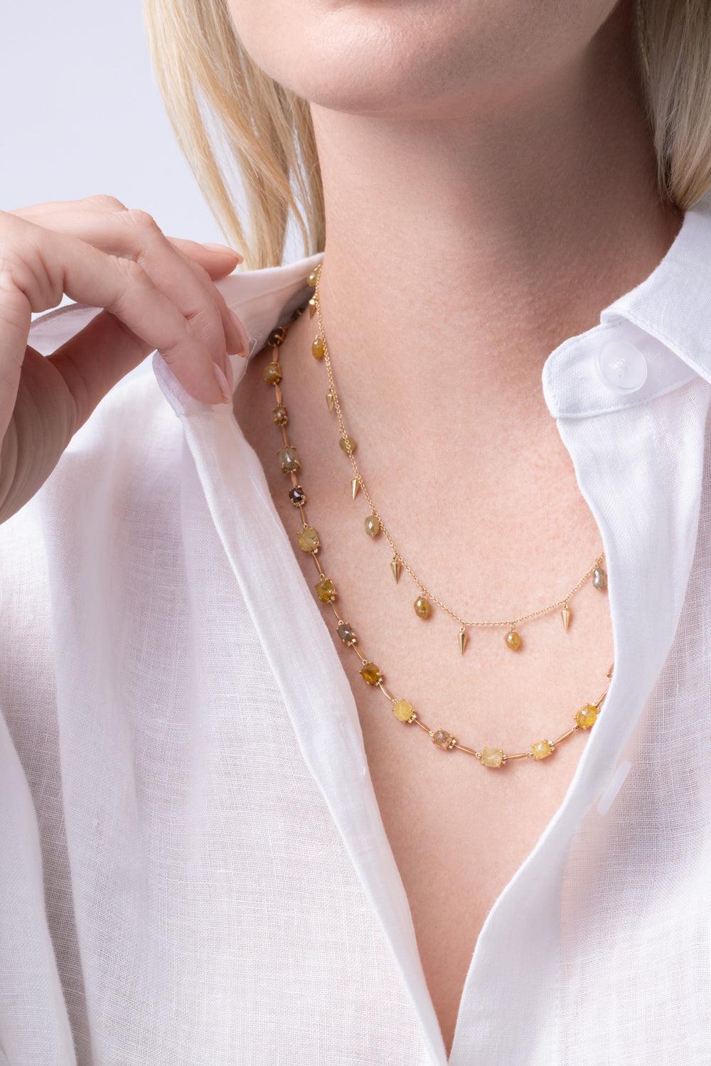 Diamond Color Necklace-ROSE GOLD-JEWELRYFINE JEWELNECKLACE O-PARULINA