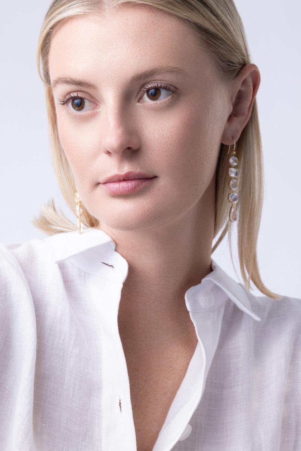 Rainbow Moonstone Gemmy Gem Multi Earrings-YELLOW GOLD-JEWELRYFINE JEWELEARRING-IRENE NEUWIRTH JEWELRY