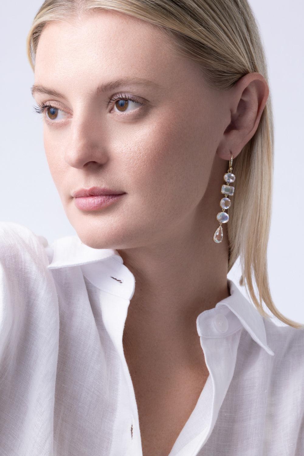 Rainbow Moonstone Gemmy Gem Multi Earrings-YELLOW GOLD-JEWELRYFINE JEWELEARRING-IRENE NEUWIRTH JEWELRY