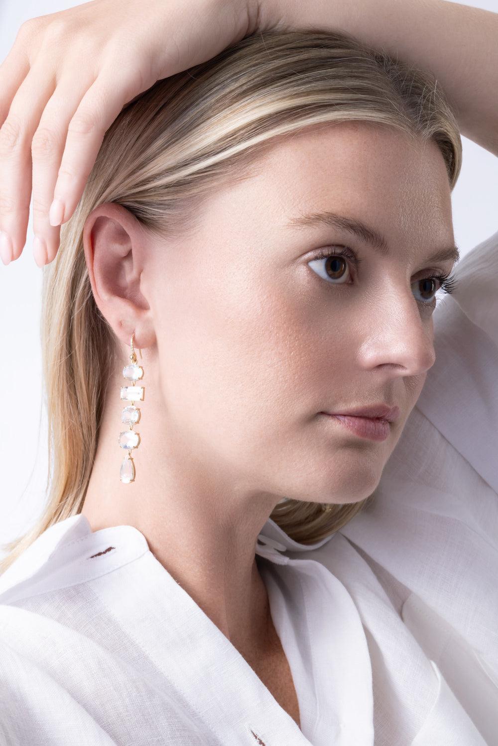 Rainbow Moonstone Gemmy Gem Multi Earrings-YELLOW GOLD-JEWELRYFINE JEWELEARRING-IRENE NEUWIRTH JEWELRY