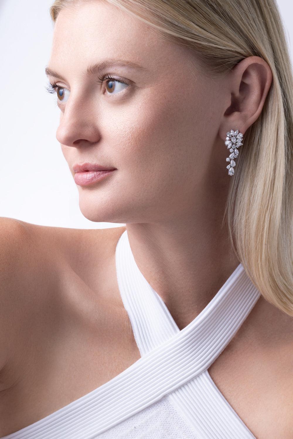 Diamond Dangling Earrings-WHITE GOLD-JEWELRYFINE JEWELEARRING-ZYDO