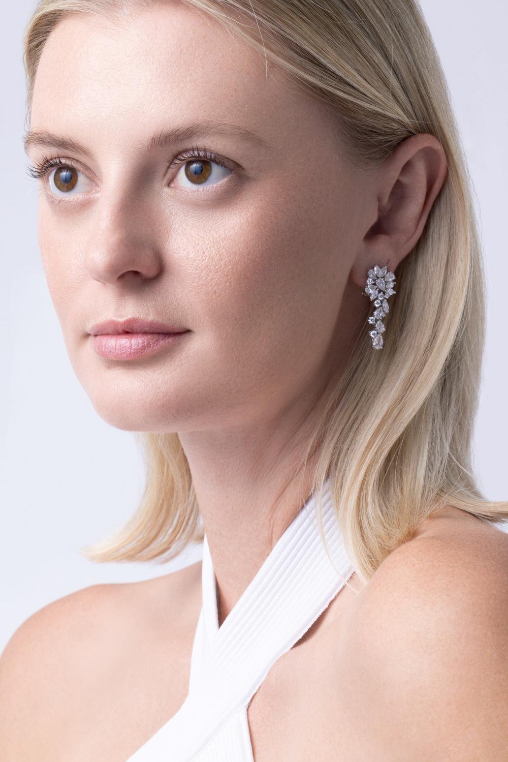 Diamond Dangling Earrings-WHITE GOLD-JEWELRYFINE JEWELEARRING-ZYDO