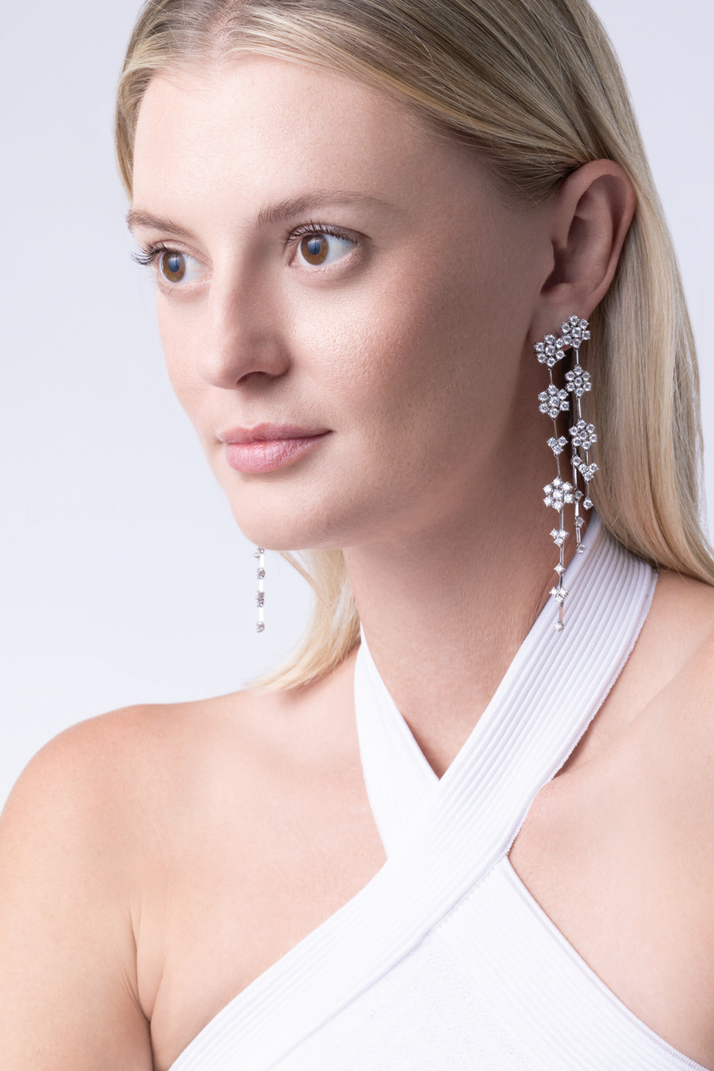 Diamond Cascading Flower Earrings