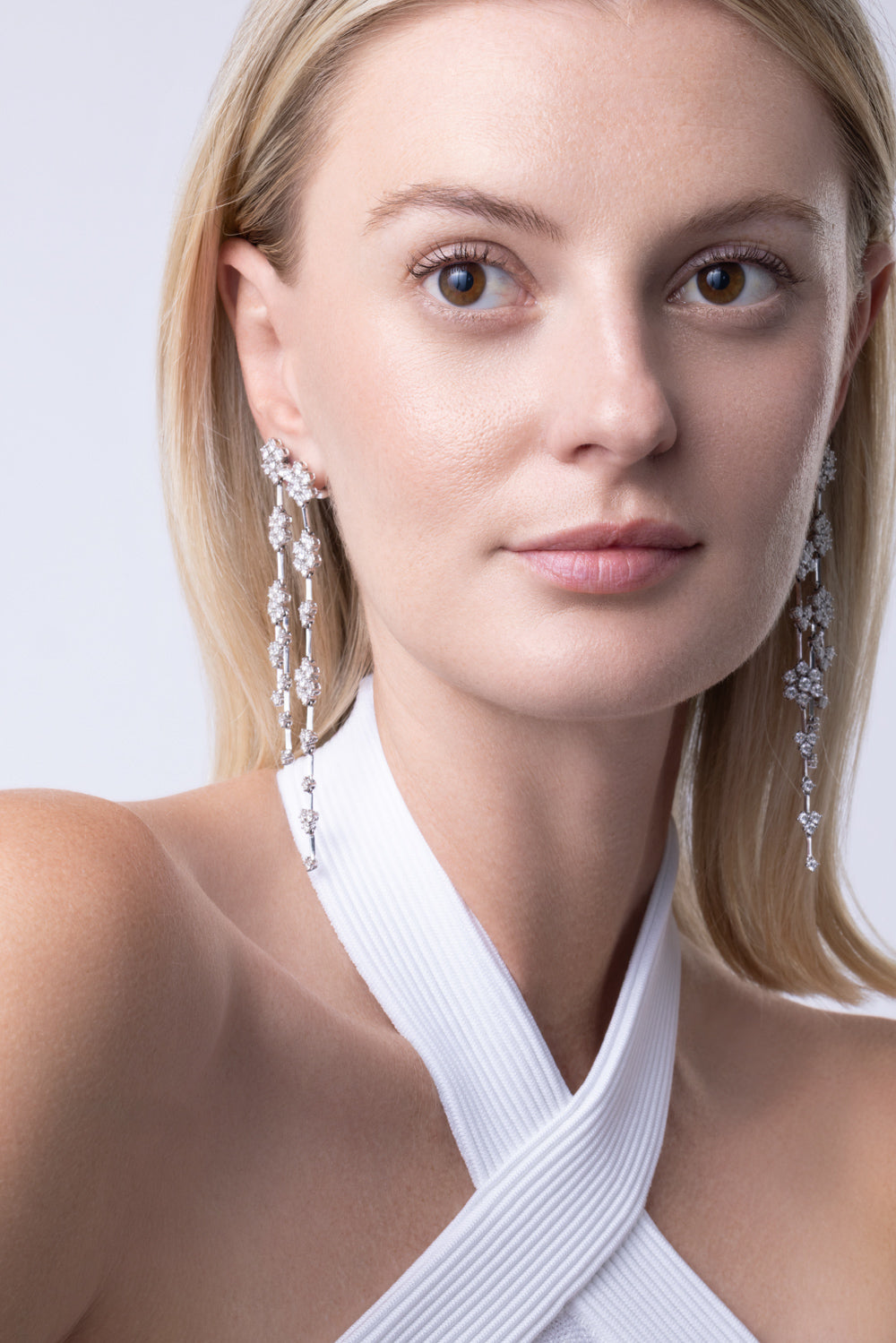 Diamond Cascading Flower Earrings
