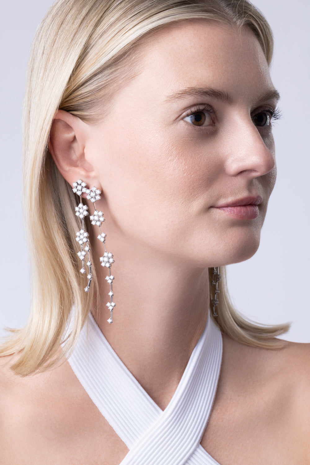 Diamond Cascading Flower Earrings