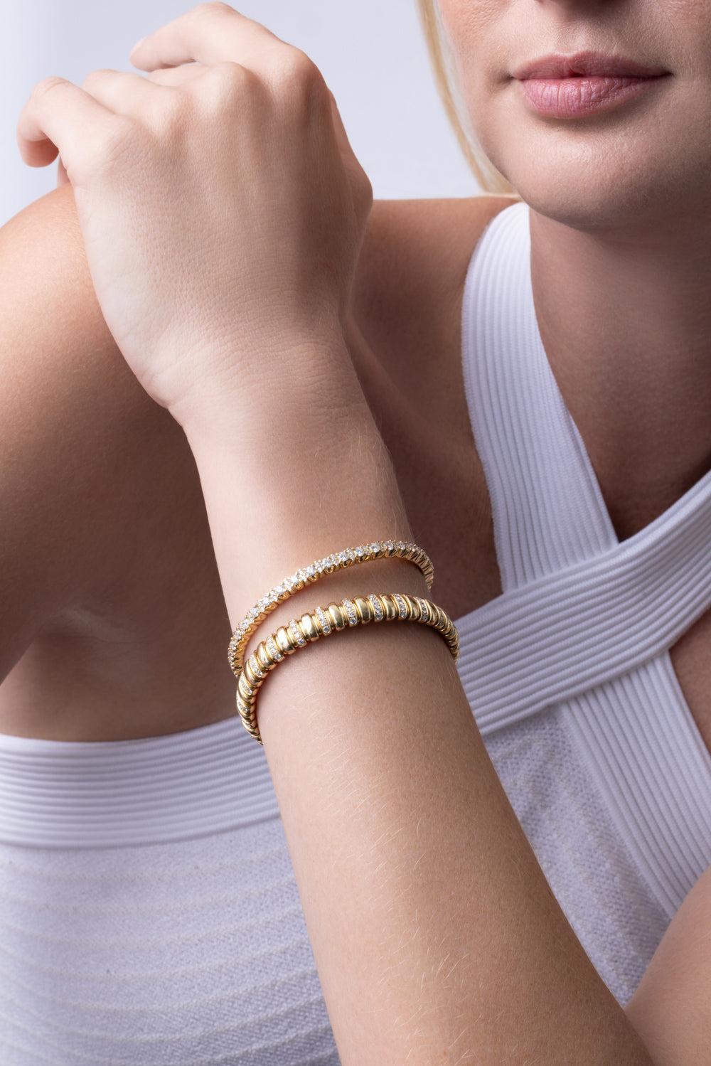 Diamond Canale Stretch Bracelet-YELLOW GOLD-JEWELRYFINE JEWELBRACELET O-ZYDO