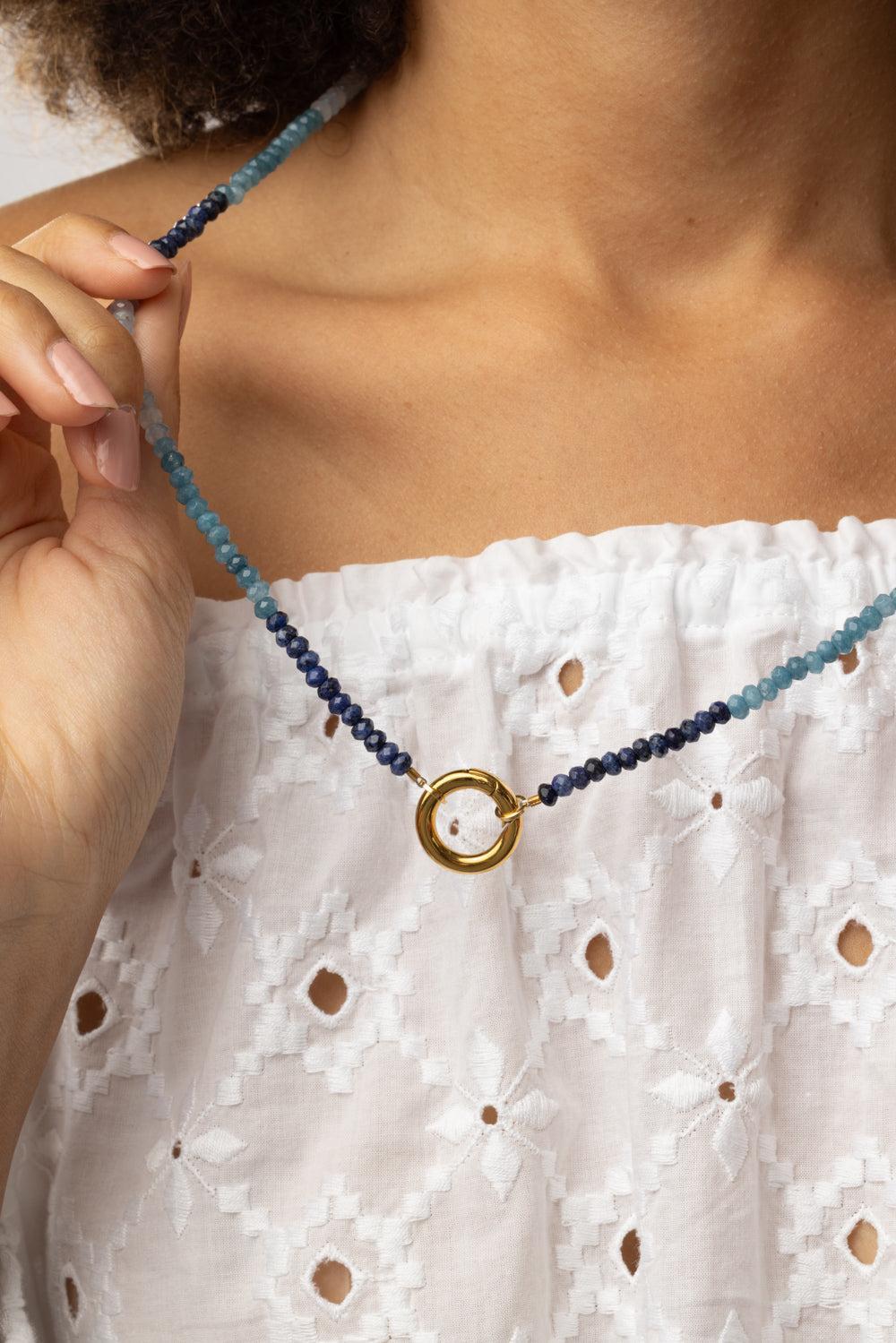 Blue Turquoise Agate Beaded Necklace-BLUE-JEWELRYBOUTIQUENECKLACE O-HIJAS DE PUKA