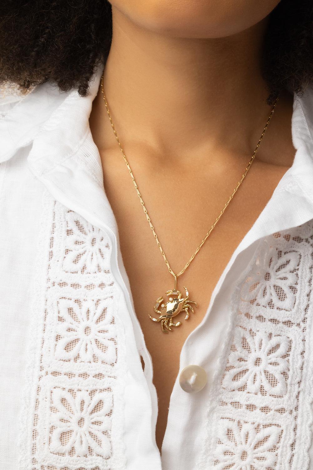 Medium Cancer Zodiac Necklace-YELLOW GOLD-18-JEWELRYFINE JEWELNECKLACE O-BRENT NEALE