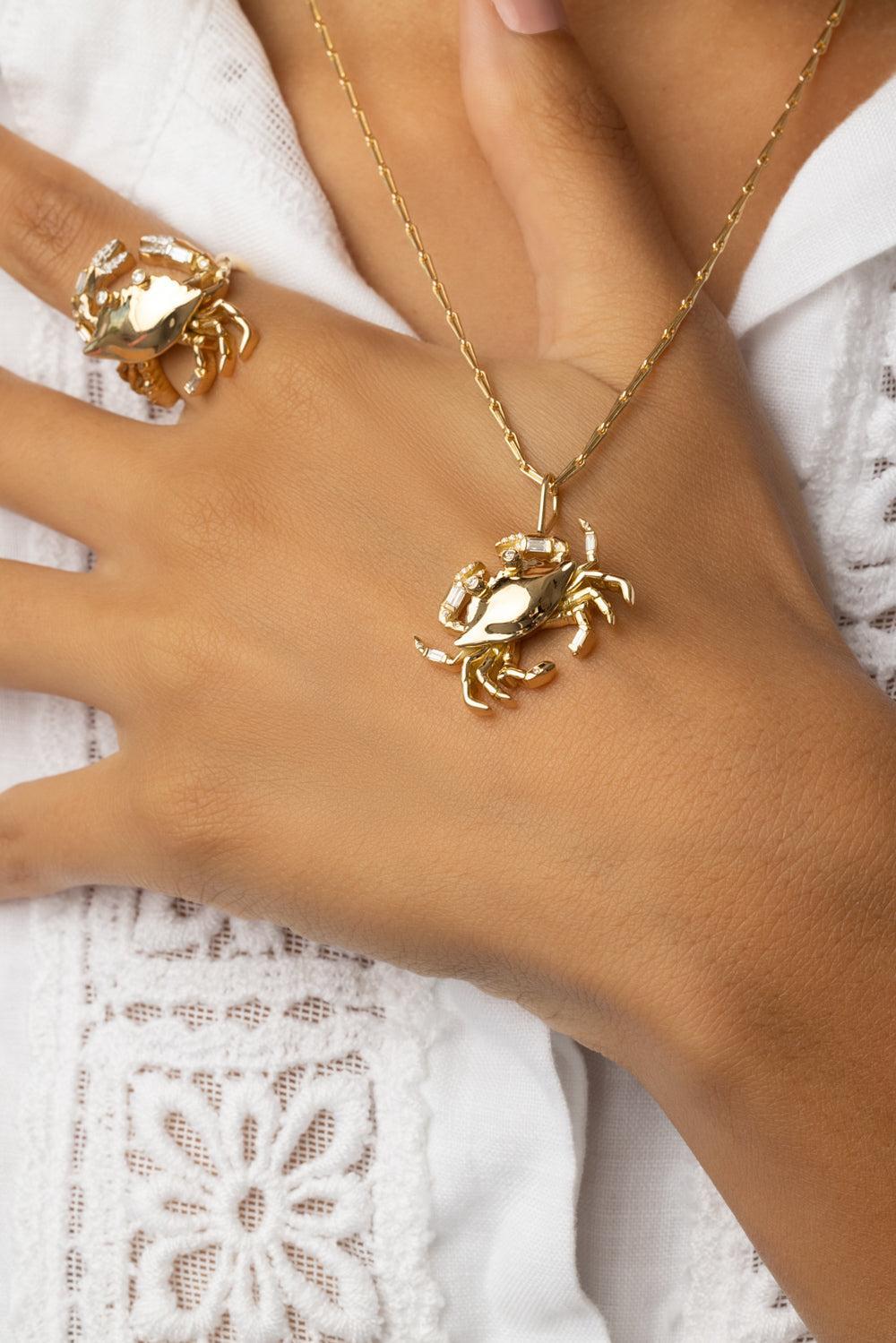 Medium Cancer Zodiac Necklace-YELLOW GOLD-18-JEWELRYFINE JEWELNECKLACE O-BRENT NEALE