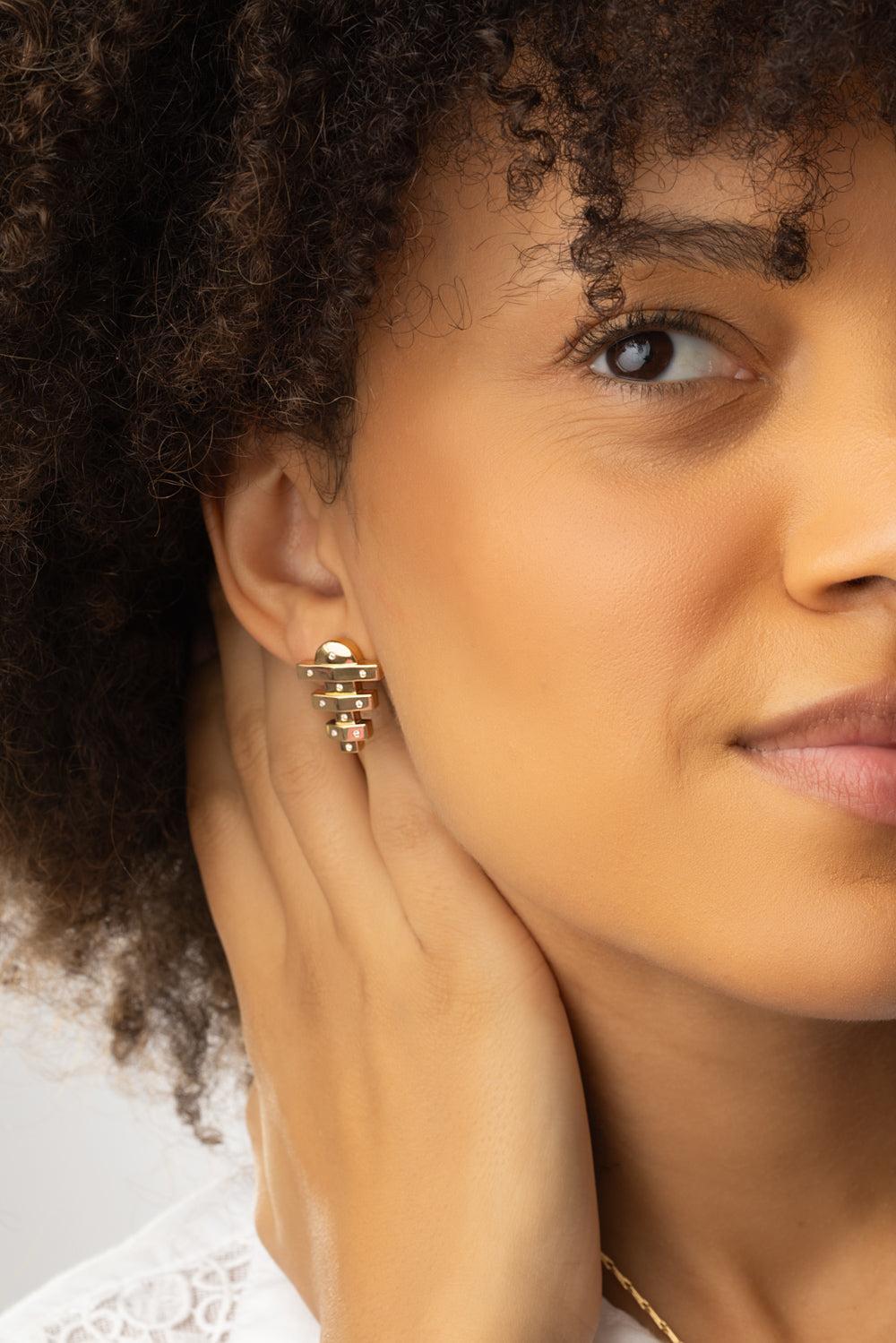 Small Hopscotch Earrings-YELLOW GOLD-JEWELRYFINE JEWELEARRING-BRENT NEALE