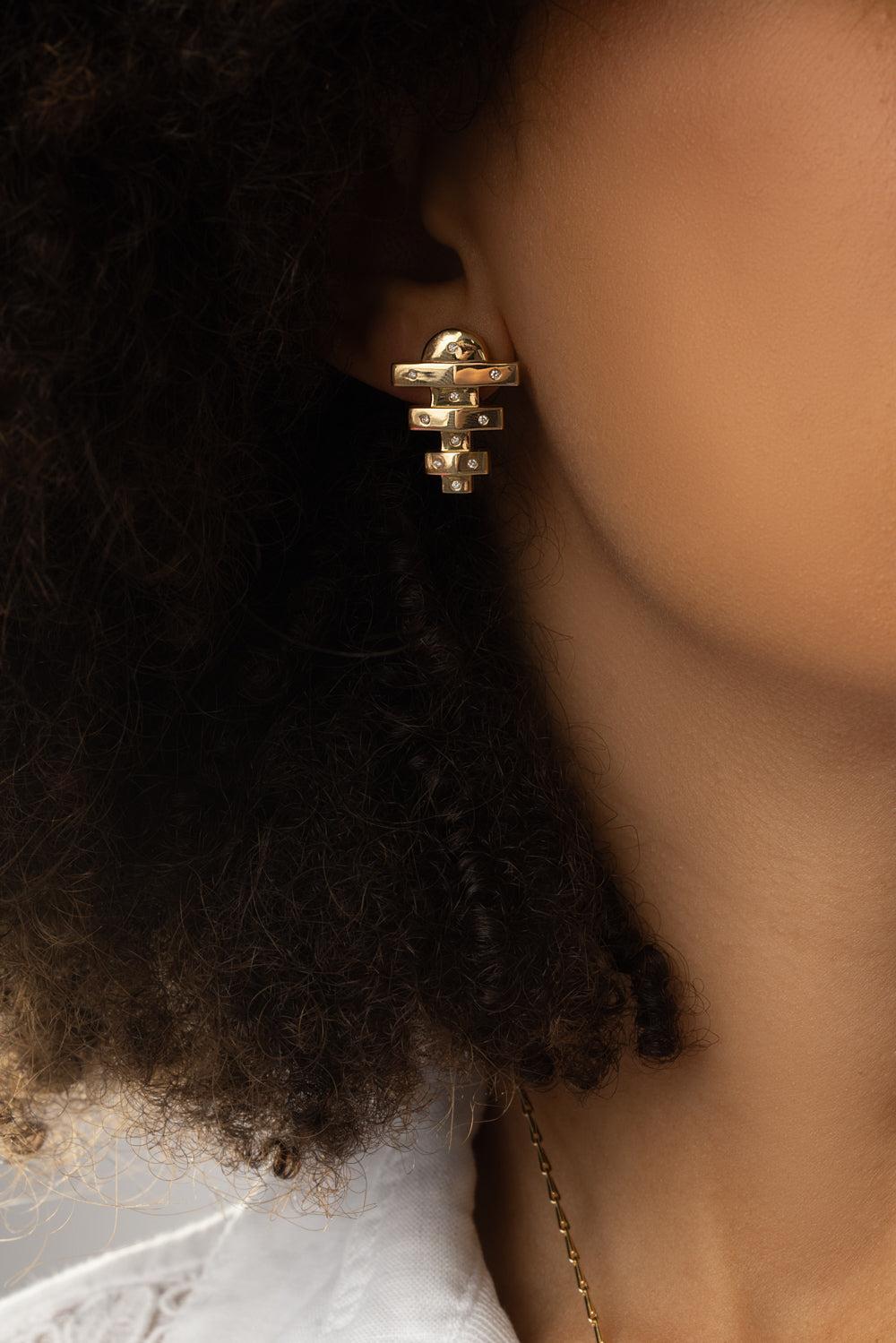 Small Hopscotch Earrings-YELLOW GOLD-JEWELRYFINE JEWELEARRING-BRENT NEALE