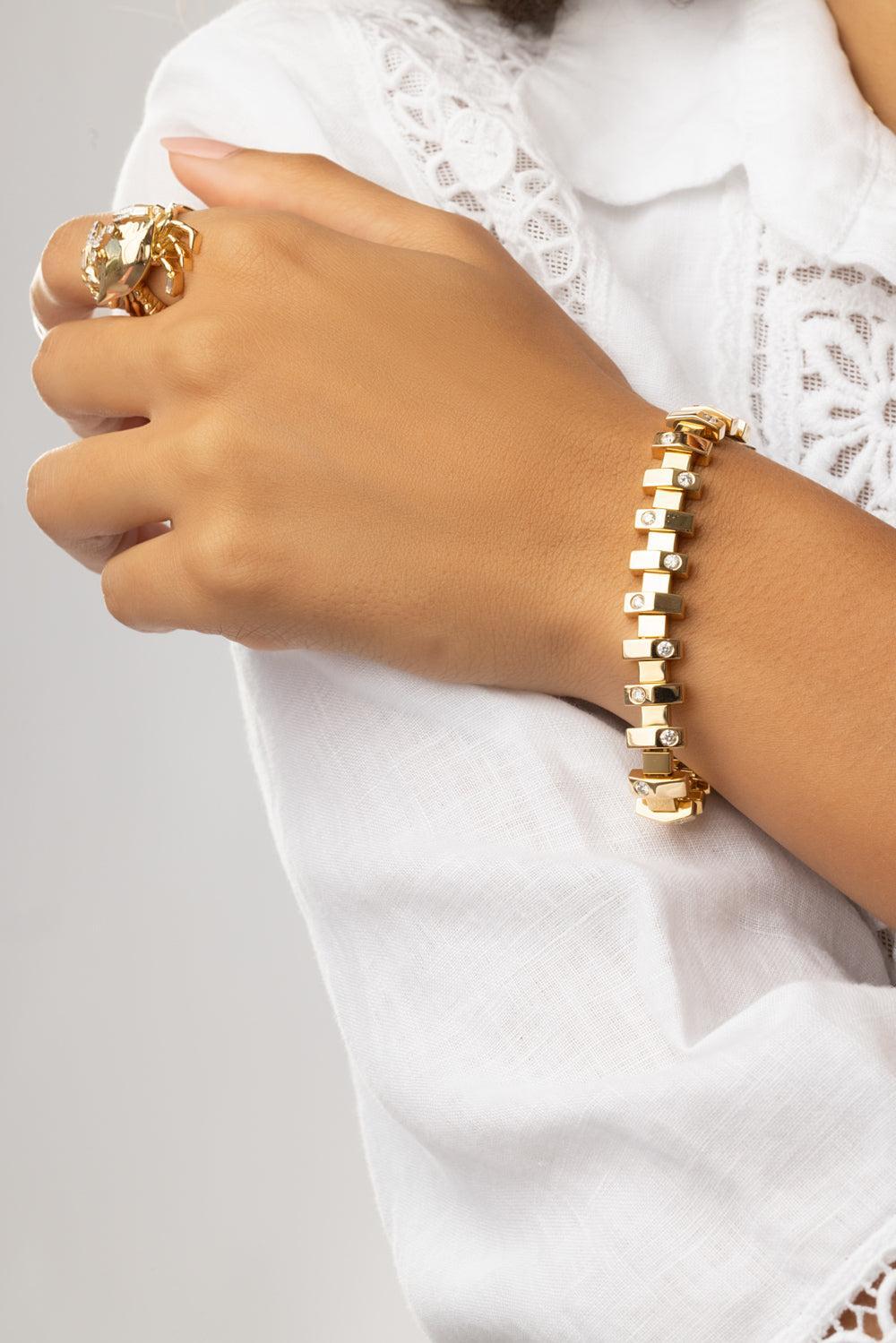 Narrow Hopscotch Bracelet-YELLOW GOLD-JEWELRYFINE JEWELBRACELET O-BRENT NEALE