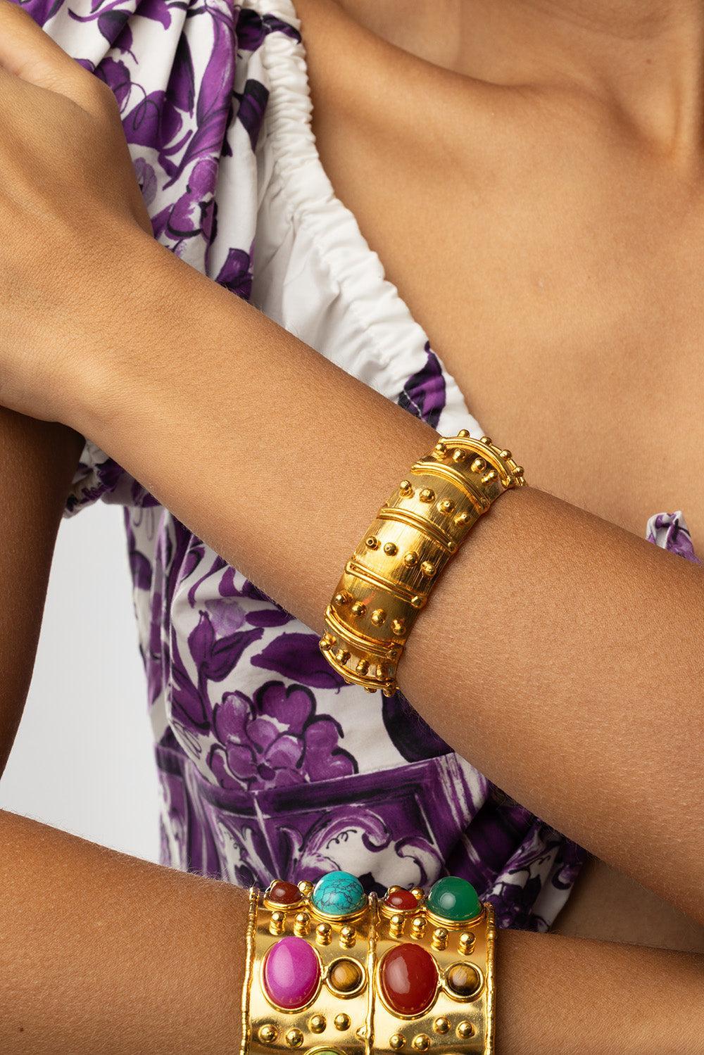 Gipsy Cuff Bracelet-YELLOW-JEWELRYBOUTIQUEBRACELET O-SYLVIA TOLEDANO