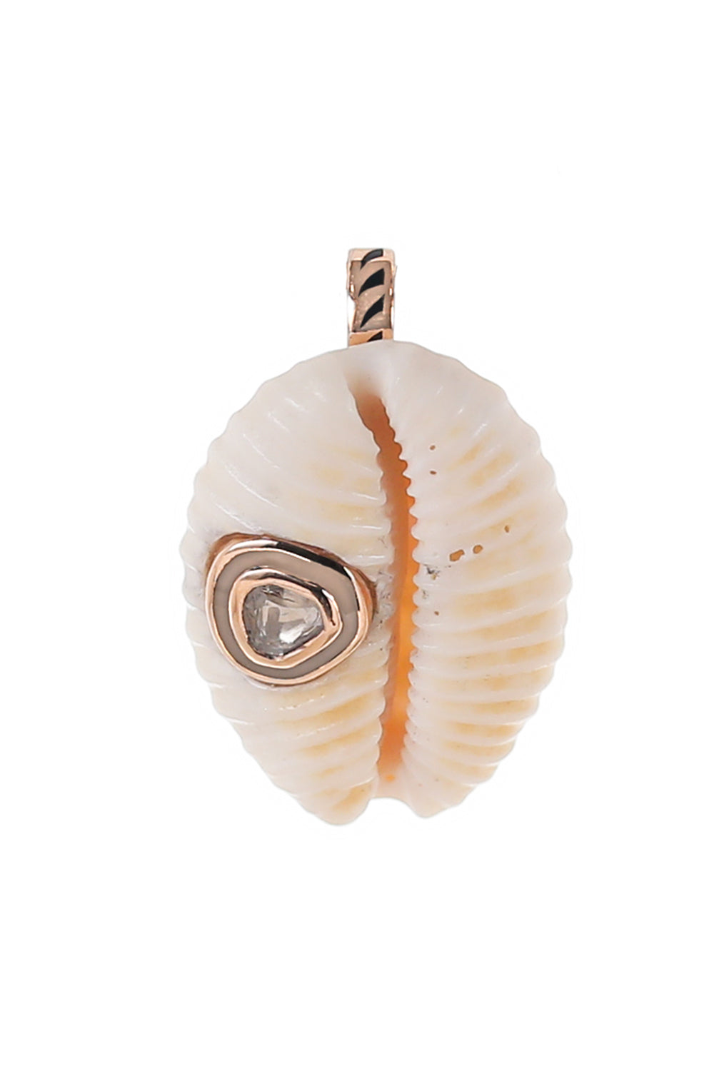 Diamond Polki Natural Cowry Shell Pendant