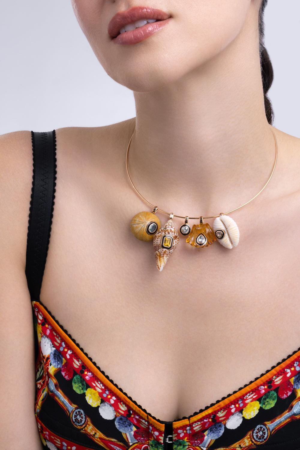 Scapolite Conus Shell Pendant-ROSE GOLD-JEWELRYFINE JEWELPENDANT-DEZSO BY SARA BELTRAN