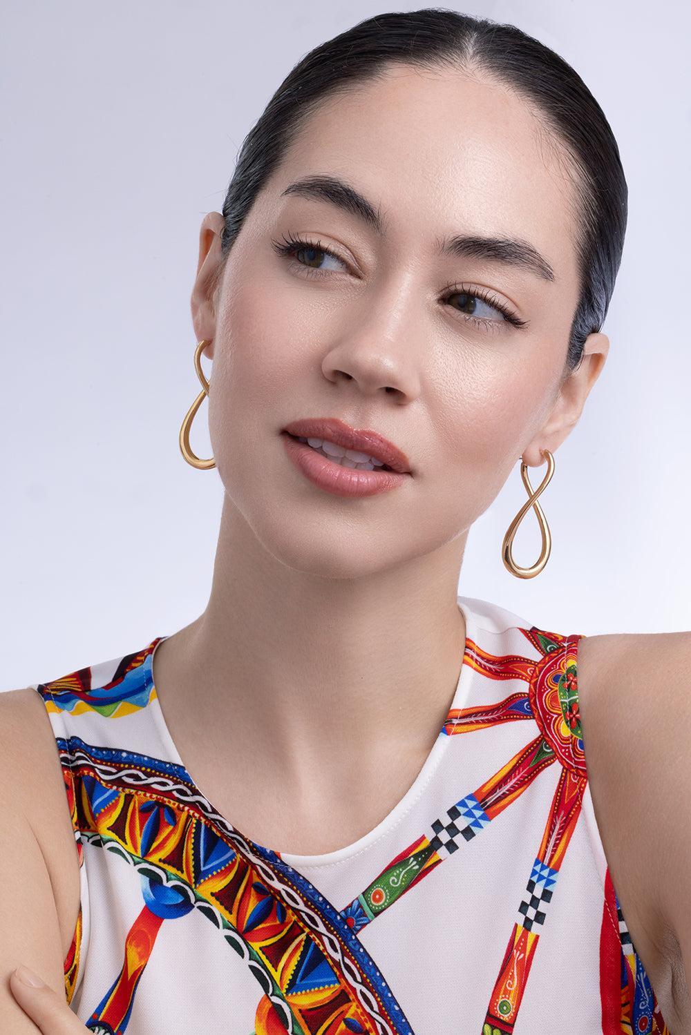 Golden Dreams Collection Curved Drop Earrings-YELLOW GOLD-JEWELRYFINE JEWELEARRING-LISA NIK
