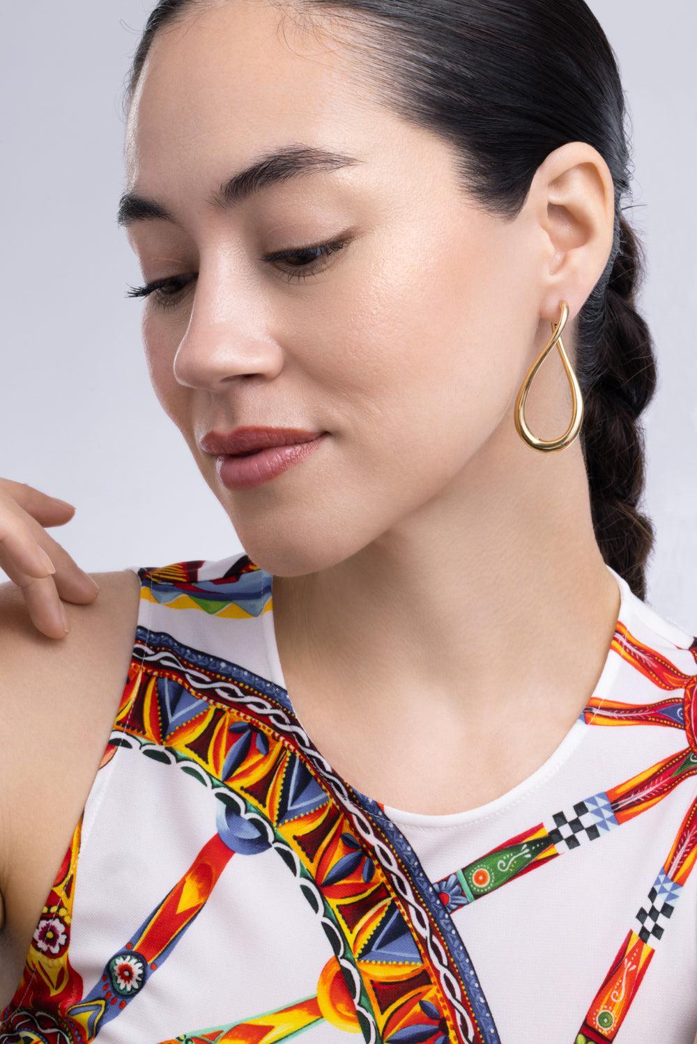 Golden Dreams Collection Curved Drop Earrings-YELLOW GOLD-JEWELRYFINE JEWELEARRING-LISA NIK
