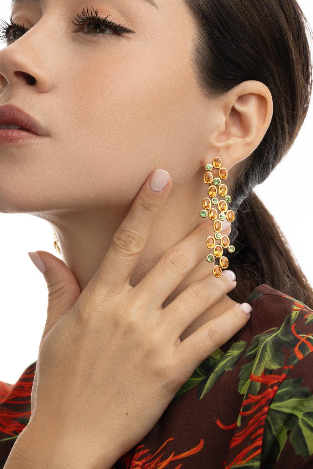 Sapphire Tsavorite Earrings-YELLOW GOLD-JEWELRYFINE JEWELEARRING-ALEXANDER LAUT
