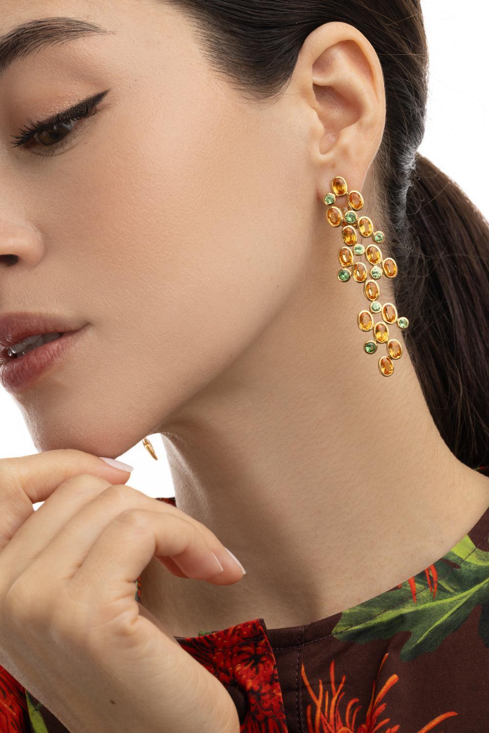 Sapphire Tsavorite Earrings-YELLOW GOLD-JEWELRYFINE JEWELEARRING-ALEXANDER LAUT