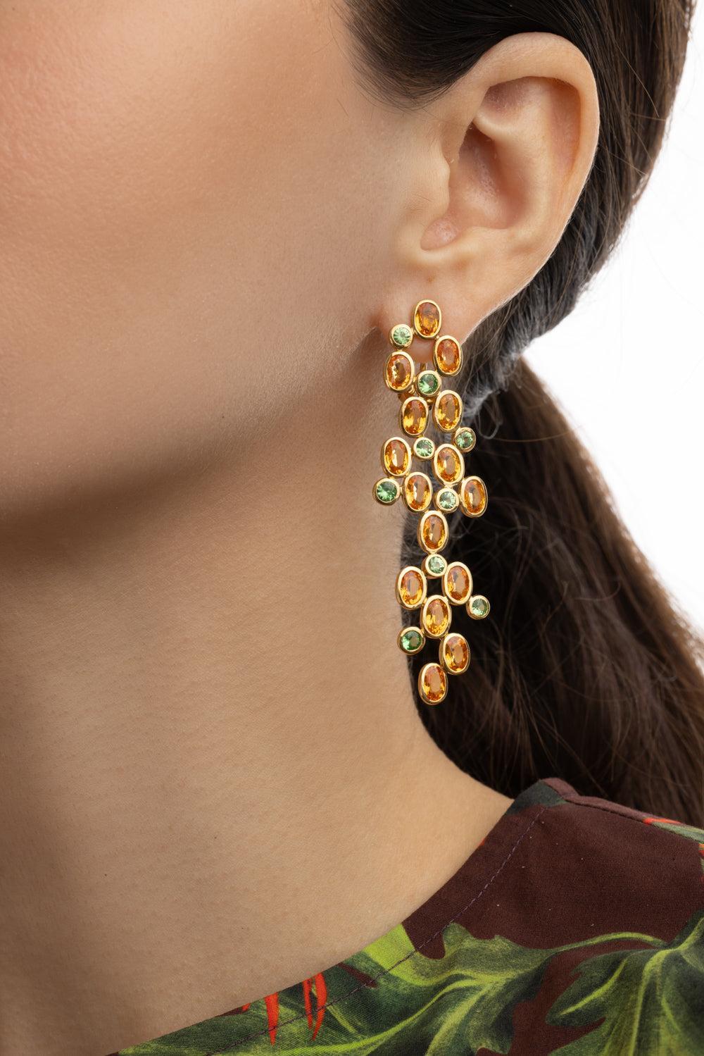 Sapphire Tsavorite Earrings-YELLOW GOLD-JEWELRYFINE JEWELEARRING-ALEXANDER LAUT