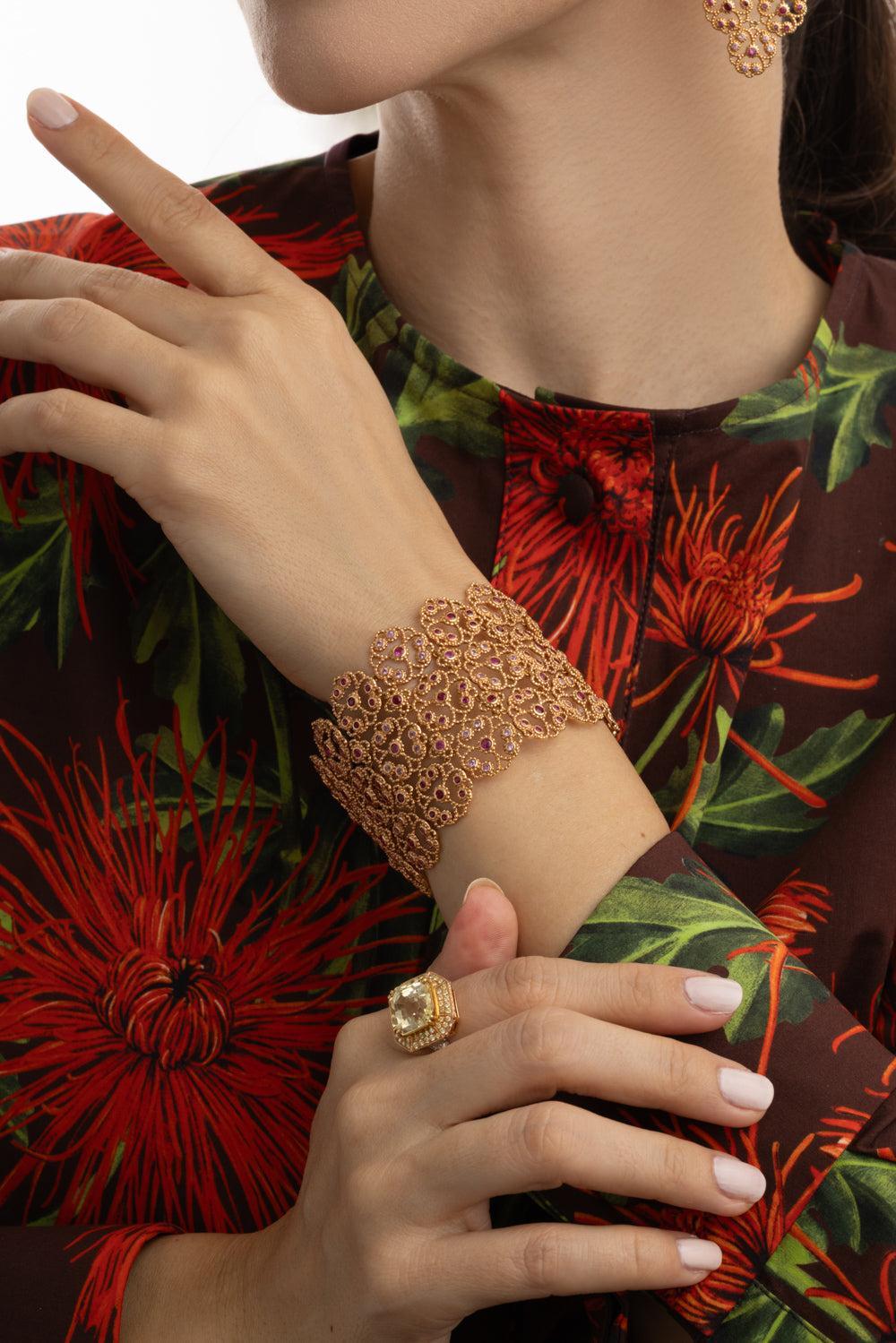 Ruby Pink Sapphire Bracelet-ROSE GOLD-JEWELRYFINE JEWELBRACELET O-ALEXANDER LAUT