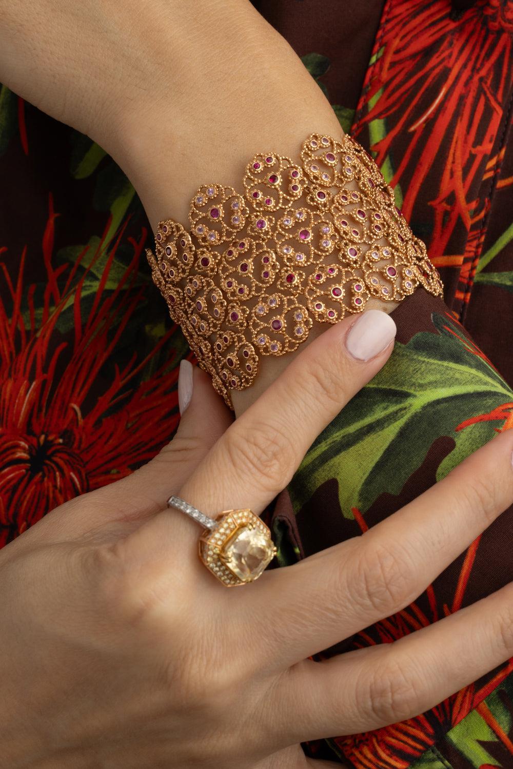 Ruby Pink Sapphire Bracelet-ROSE GOLD-JEWELRYFINE JEWELBRACELET O-ALEXANDER LAUT