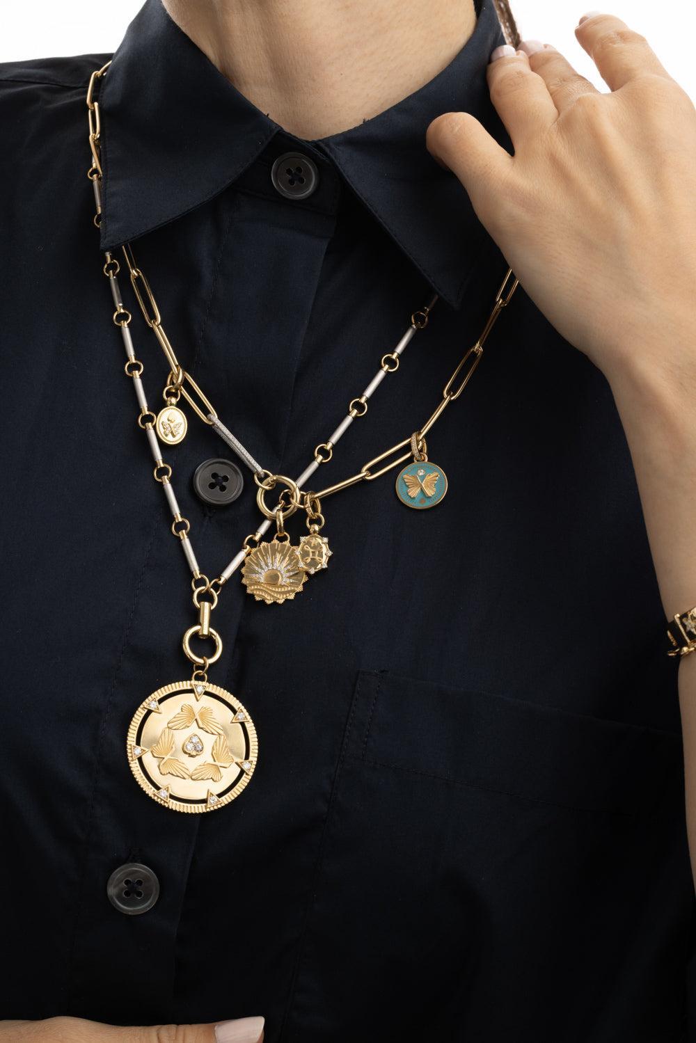 True Love - Miniature Annex Link Crest Pendant-YELLOW GOLD-JEWELRYFINE JEWELPENDANT-FOUNDRAE