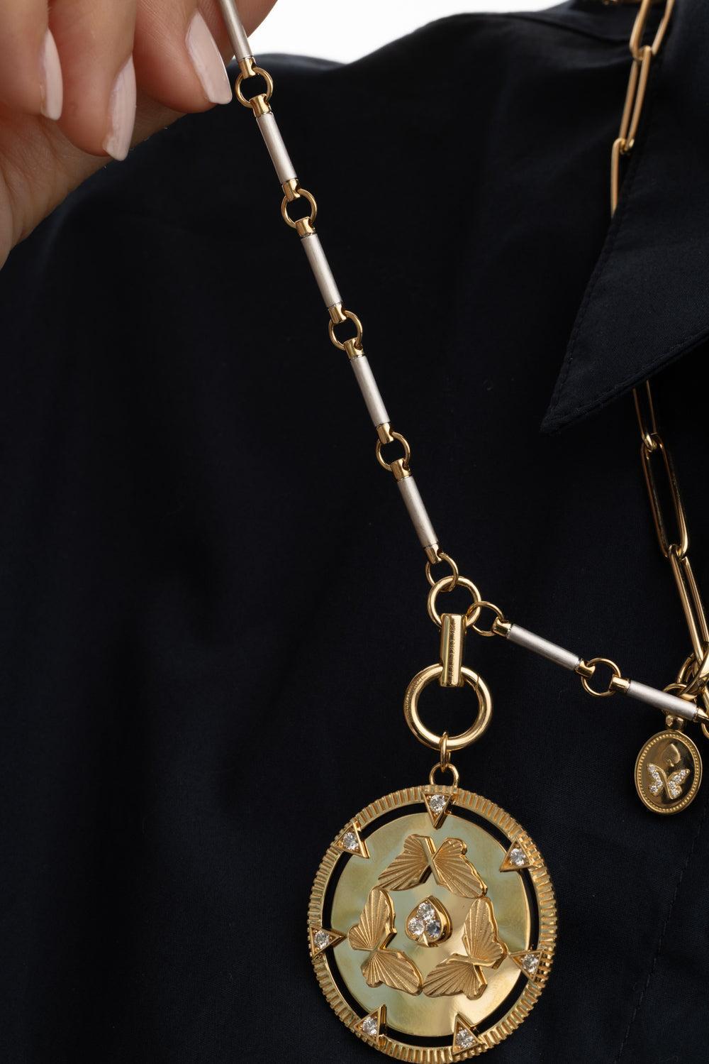 White and Yellow Gold Element Clock Weight Chain-WHITE GOLD-JEWELRYFINE JEWELNECKLACE O-FOUNDRAE