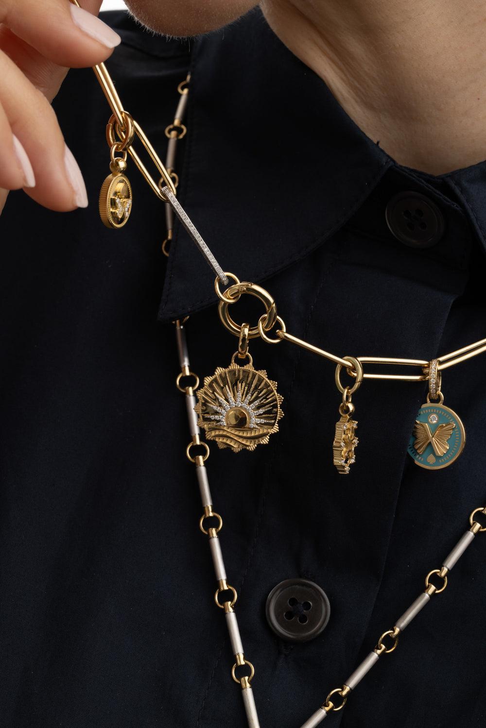 New Beginnings - Internal Compass Medium Medallion-YELLOW GOLD-JEWELRYFINE JEWELPENDANT-FOUNDRAE