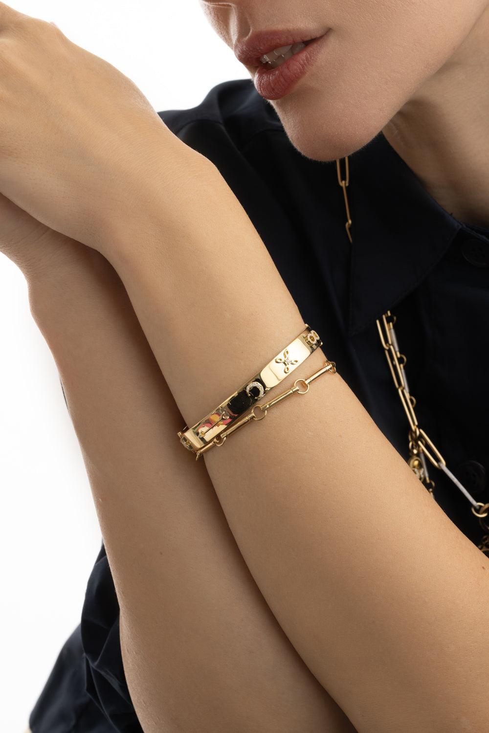 Symbols Classic Triptych Bangle Bracelet-YELLOW GOLD-JEWELRYFINE JEWELBRACELET O-FOUNDRAE