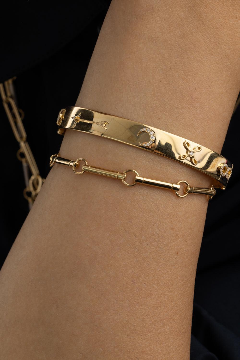 Symbols Classic Triptych Bangle Bracelet-YELLOW GOLD-JEWELRYFINE JEWELBRACELET O-FOUNDRAE