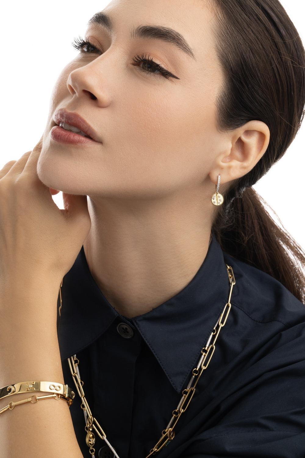 Resilience - Miniature Medallion Earring-YELLOW WHITE-JEWELRYFINE JEWELEARRING-FOUNDRAE