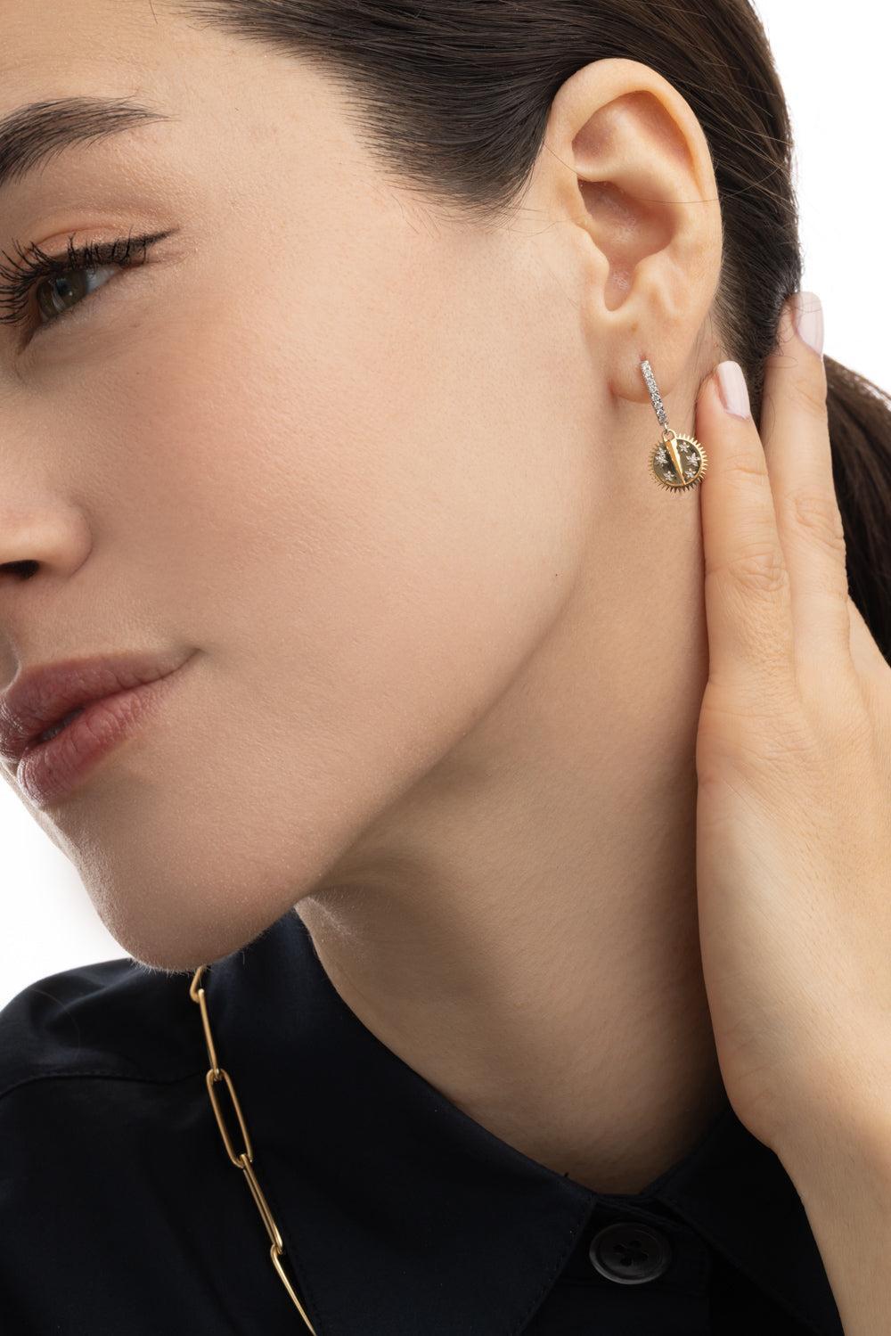 Resilience - Miniature Medallion Earring-YELLOW WHITE-JEWELRYFINE JEWELEARRING-FOUNDRAE