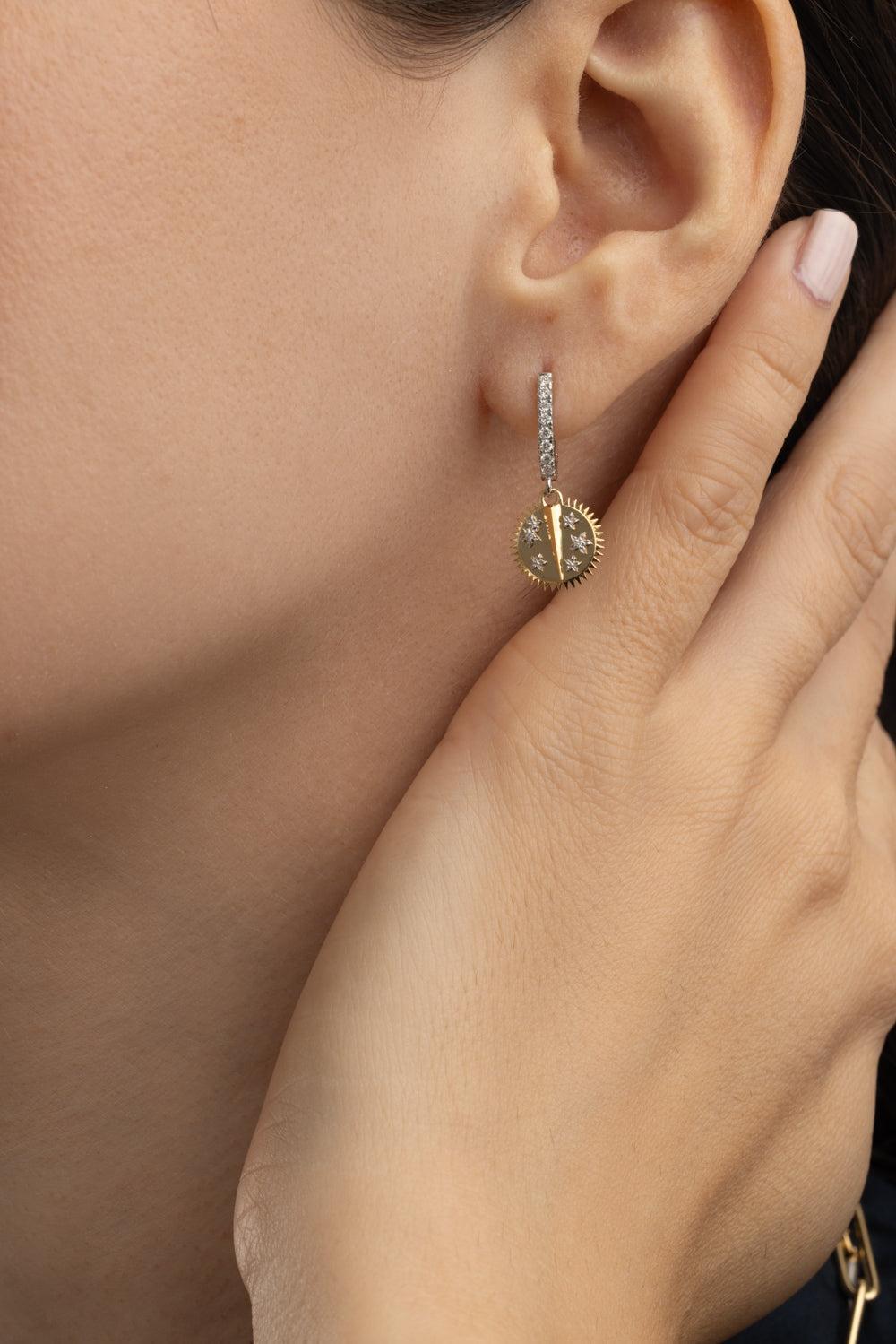 Resilience - Miniature Medallion Earring-YELLOW WHITE-JEWELRYFINE JEWELEARRING-FOUNDRAE