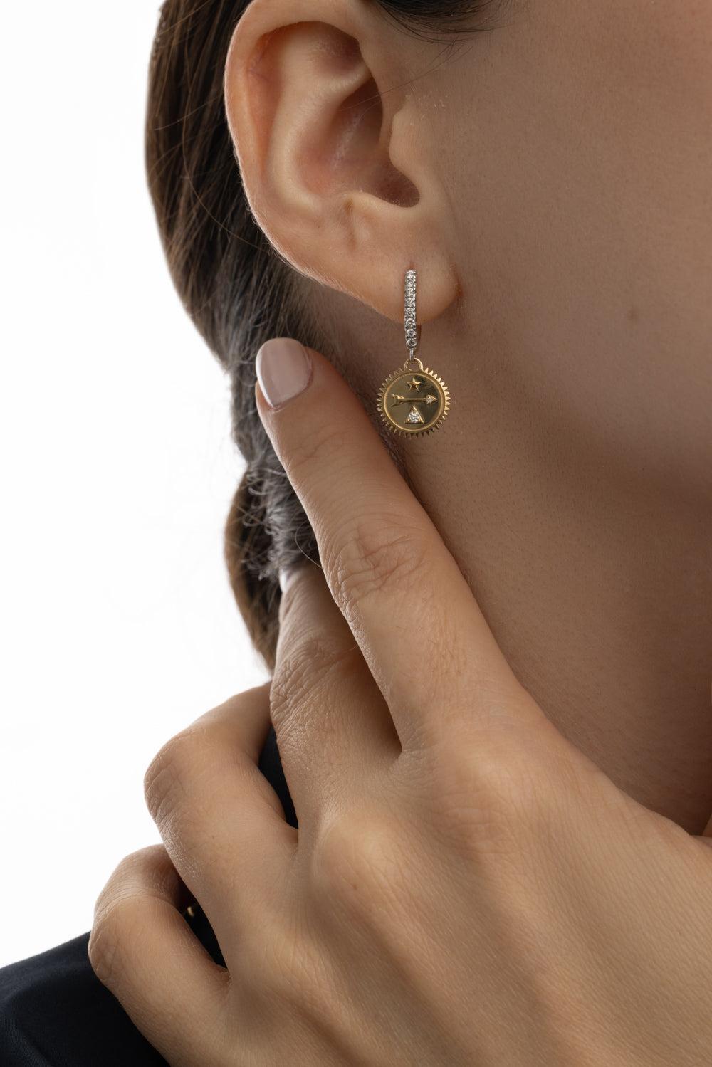 Dream - Miniature Medallion Earring-YELLOW WHITE-JEWELRYFINE JEWELEARRING-FOUNDRAE