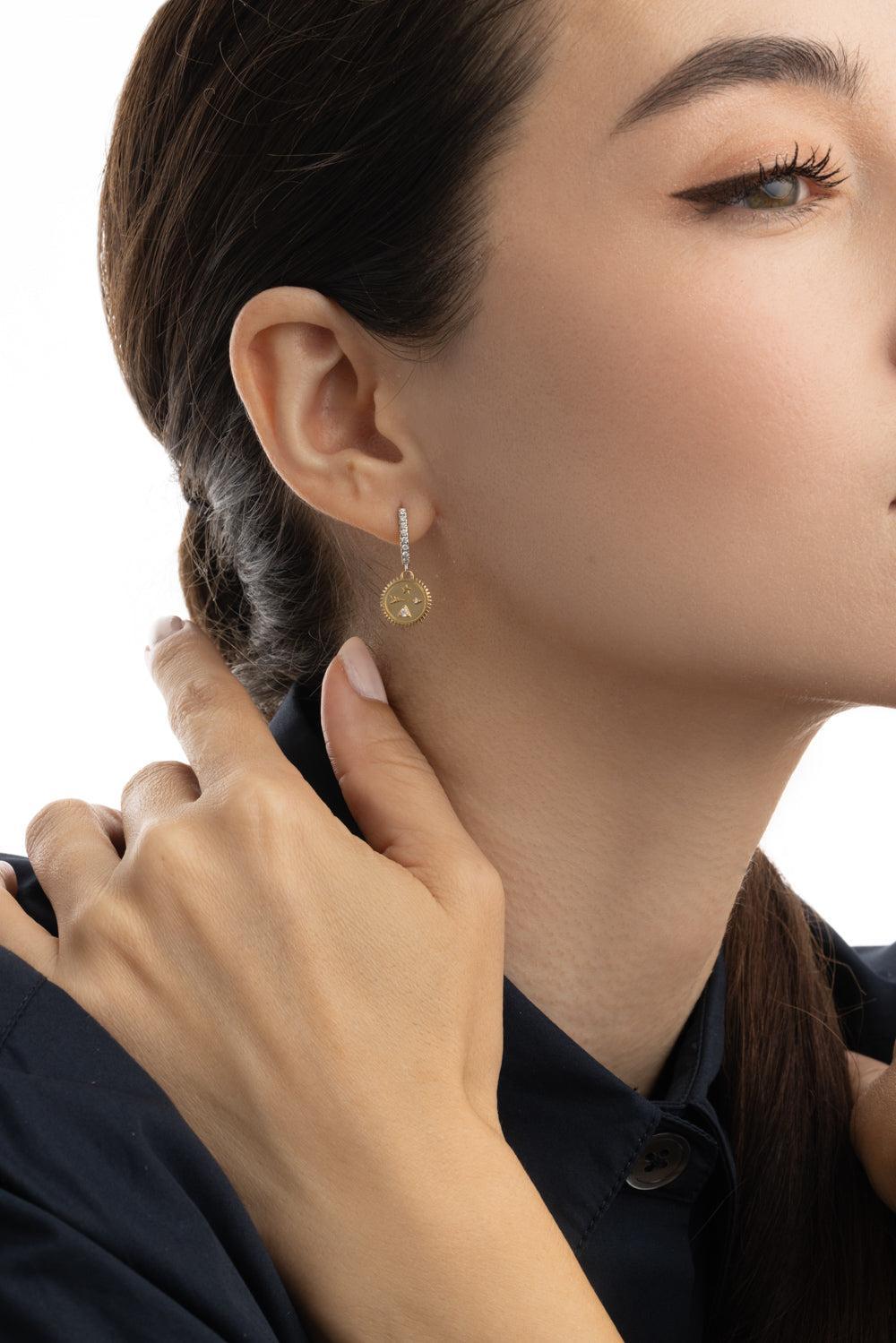 Dream - Miniature Medallion Earring-YELLOW WHITE-JEWELRYFINE JEWELEARRING-FOUNDRAE