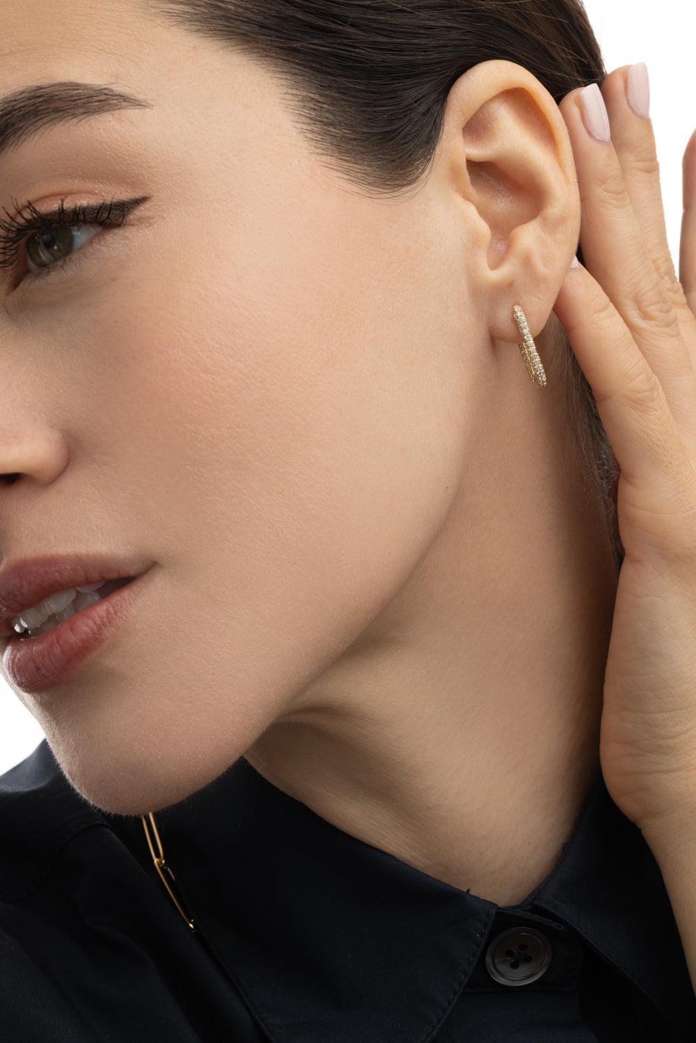 Small Diamond Chubby Fob Earring-YELLOW GOLD-JEWELRYFINE JEWELEARRING-FOUNDRAE