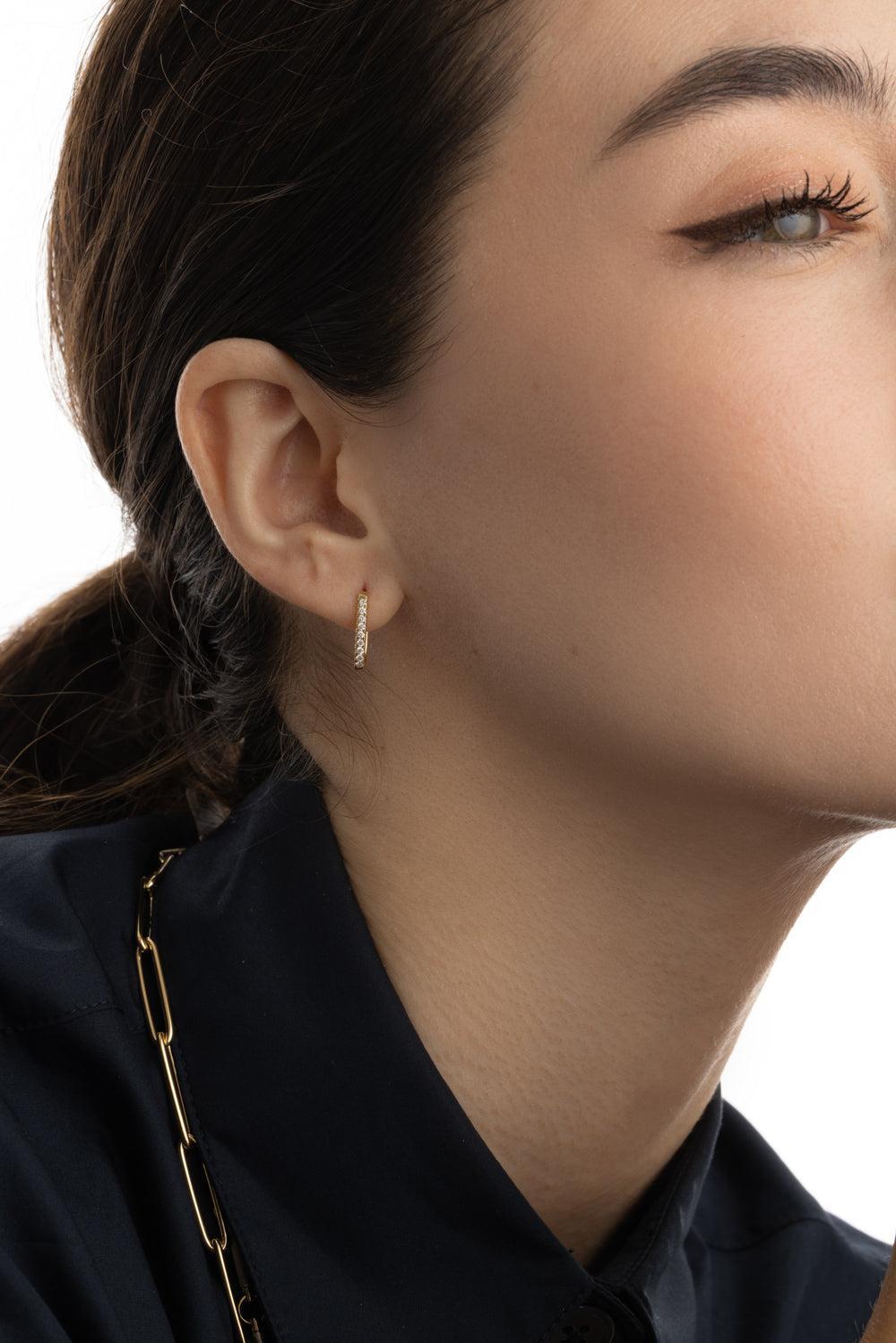 Petite Pave Diamond Fob Earring-YELLOW GOLD-JEWELRYFINE JEWELEARRING-FOUNDRAE