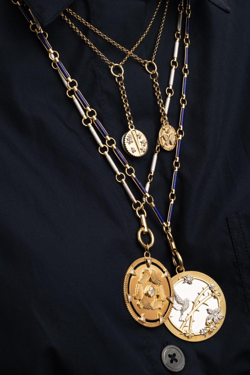 Lapis Stone Hanging Clockweight Chain-YELLOW GOLD-24-JEWELRYFINE JEWELNECKLACE O-FOUNDRAE