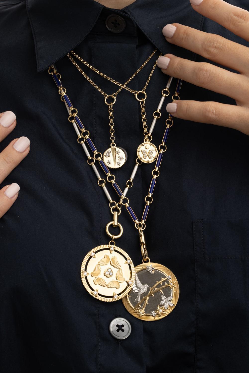 Lapis Stone Hanging Clockweight Chain-YELLOW GOLD-24-JEWELRYFINE JEWELNECKLACE O-FOUNDRAE